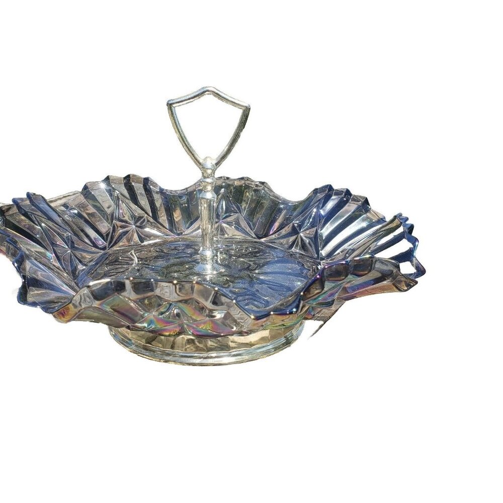 Federal Carnival Glass‎ Pioneer Fruit Pattern Serving Dish W/handle